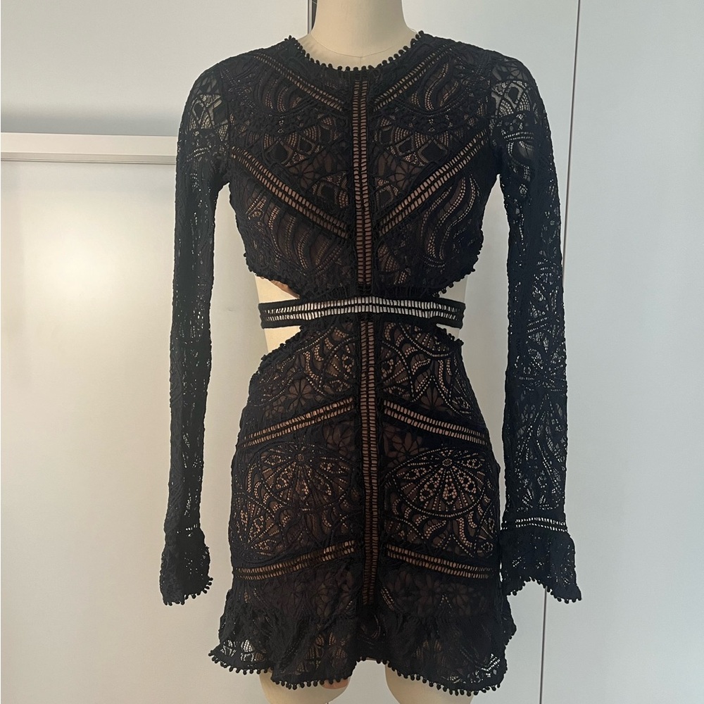 For Love & Lemons Black Emerie Cutout Dress